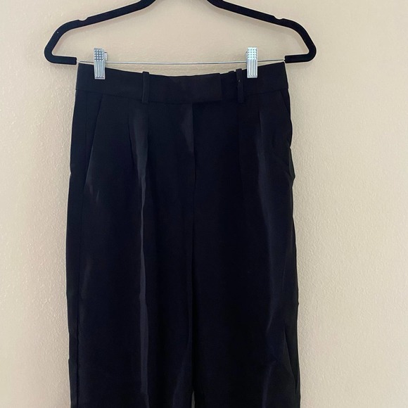 Babaton Fletcher Black Pleated High Waisted Wide Leg Crepe Pants 2 - Picture 10 of 10